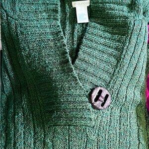 Maurices Women's Olive V-Neck Cable Knit Sweater